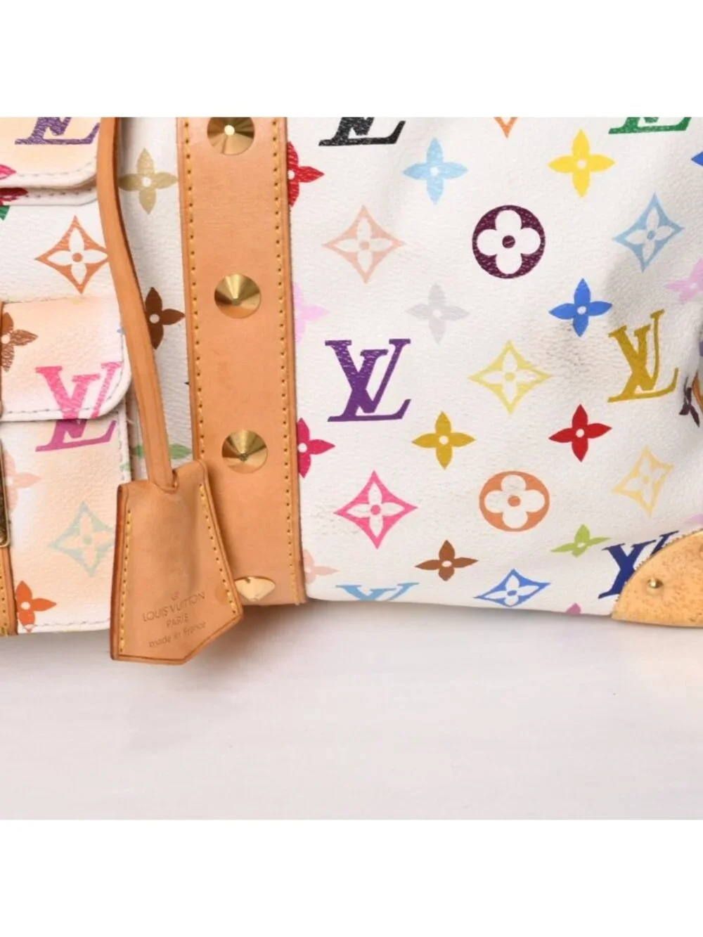 Louis Vuitton Keepall 45 Boston Bag Monogram Multicolor White Takashi Murakami